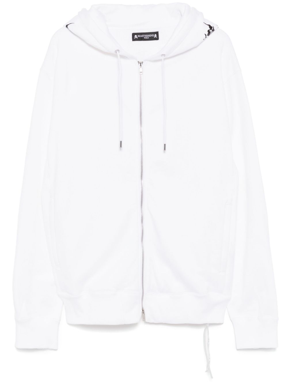 Logo-printed zip-up hoodie - White