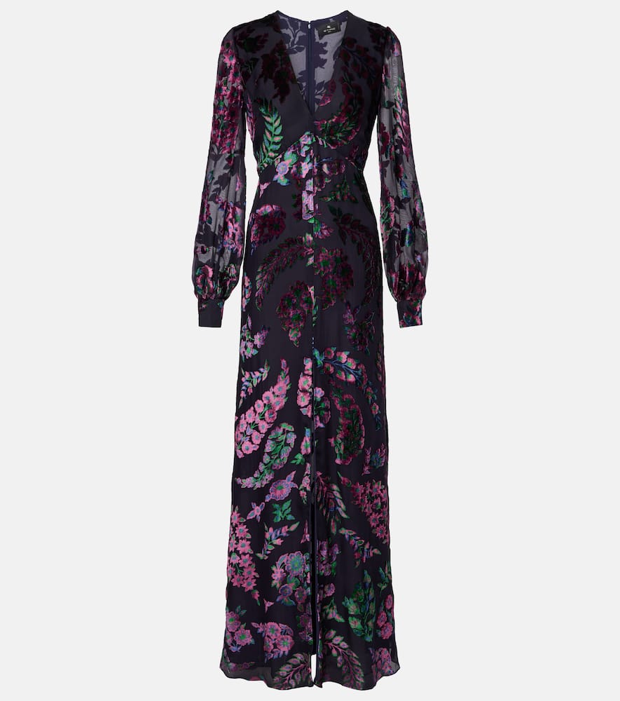 Embroidered sheer gown