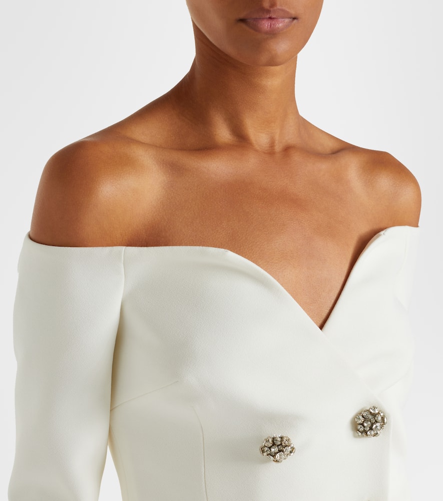 Bridal Kamile off-shoulder crêpe jacket