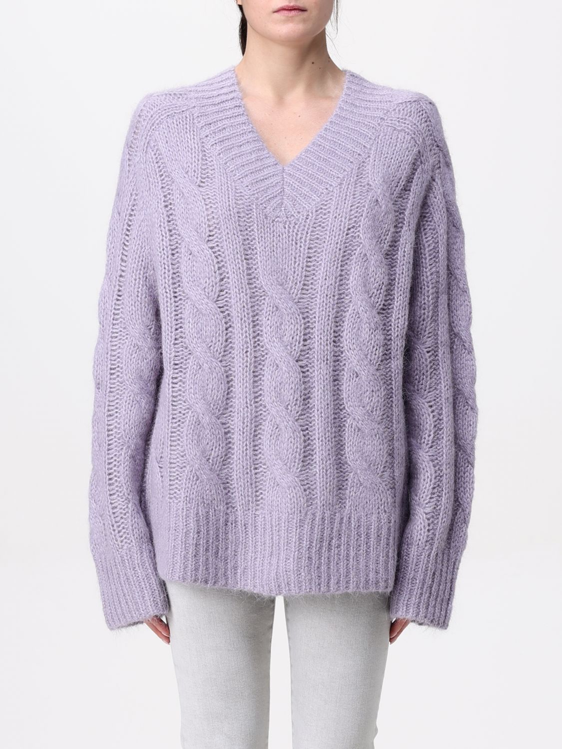 Cable-knit sweater - Purple