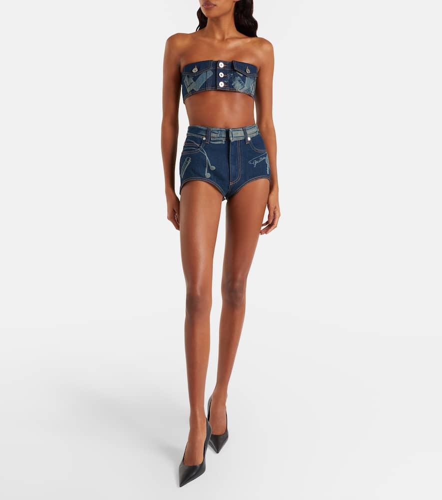 Trompe-l'ail denim bra top