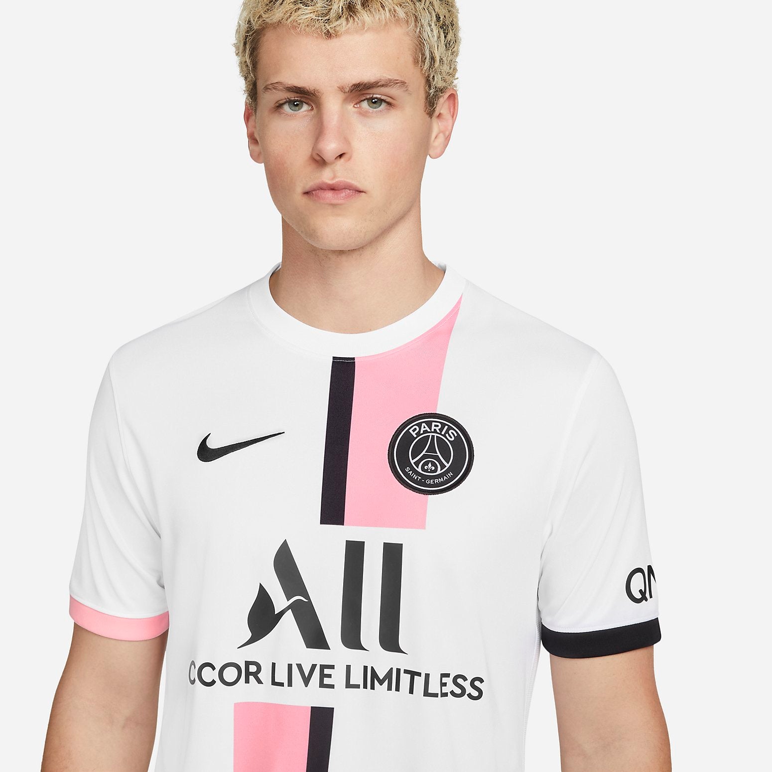 white and pink psg top
