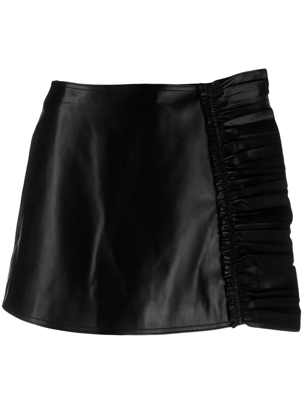 Leather Frill Trim Shorts — Black