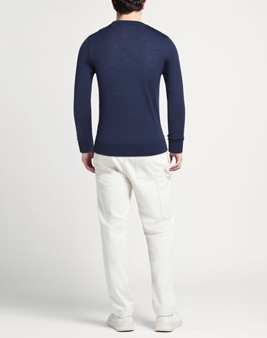 Man Sweater Navy Size 38 Super 140s Wool, Silk, Cashmere