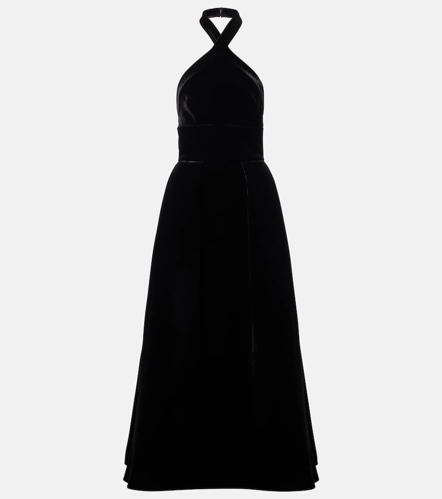 Halterneck velvet gown