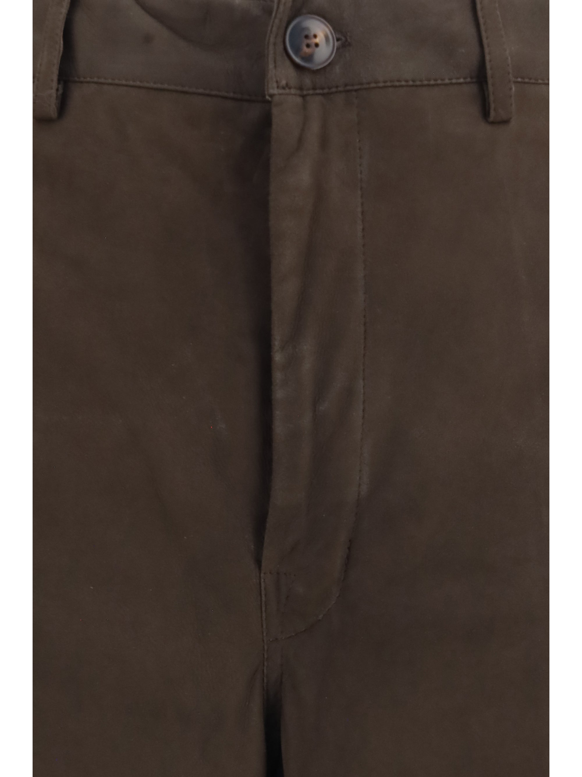 Wide-Leg Calf Leather Trousers — Brown