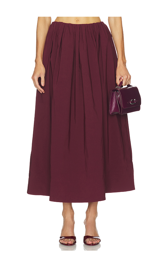 Camila Coelho Carina Midi Skirt in Oxblood. XS also in L, M, S