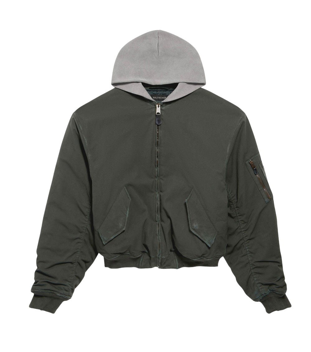 Green Solid Hood Jacket