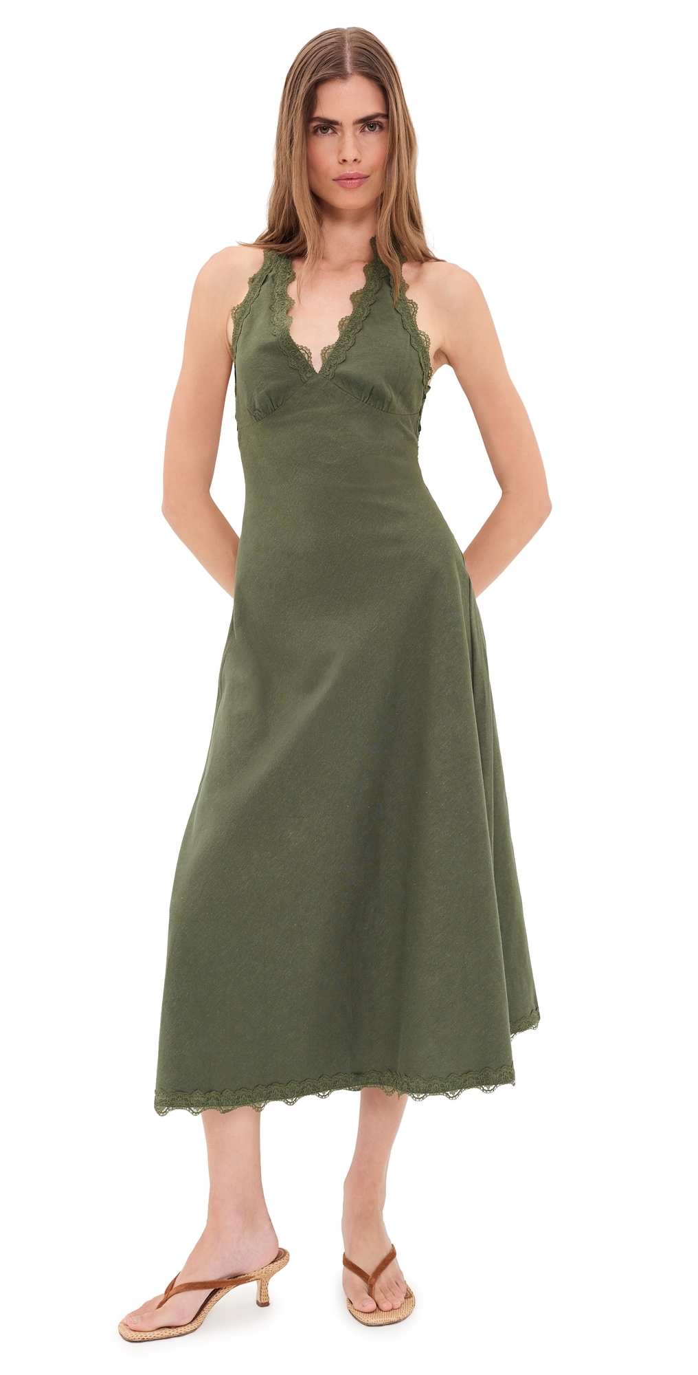 Stars Align Midi Dress Khaki
