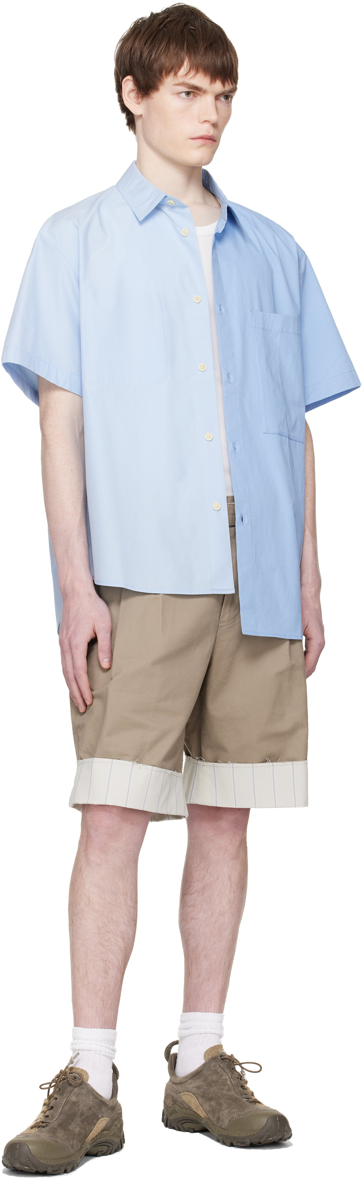 Beige Stripe Detailed Shorts