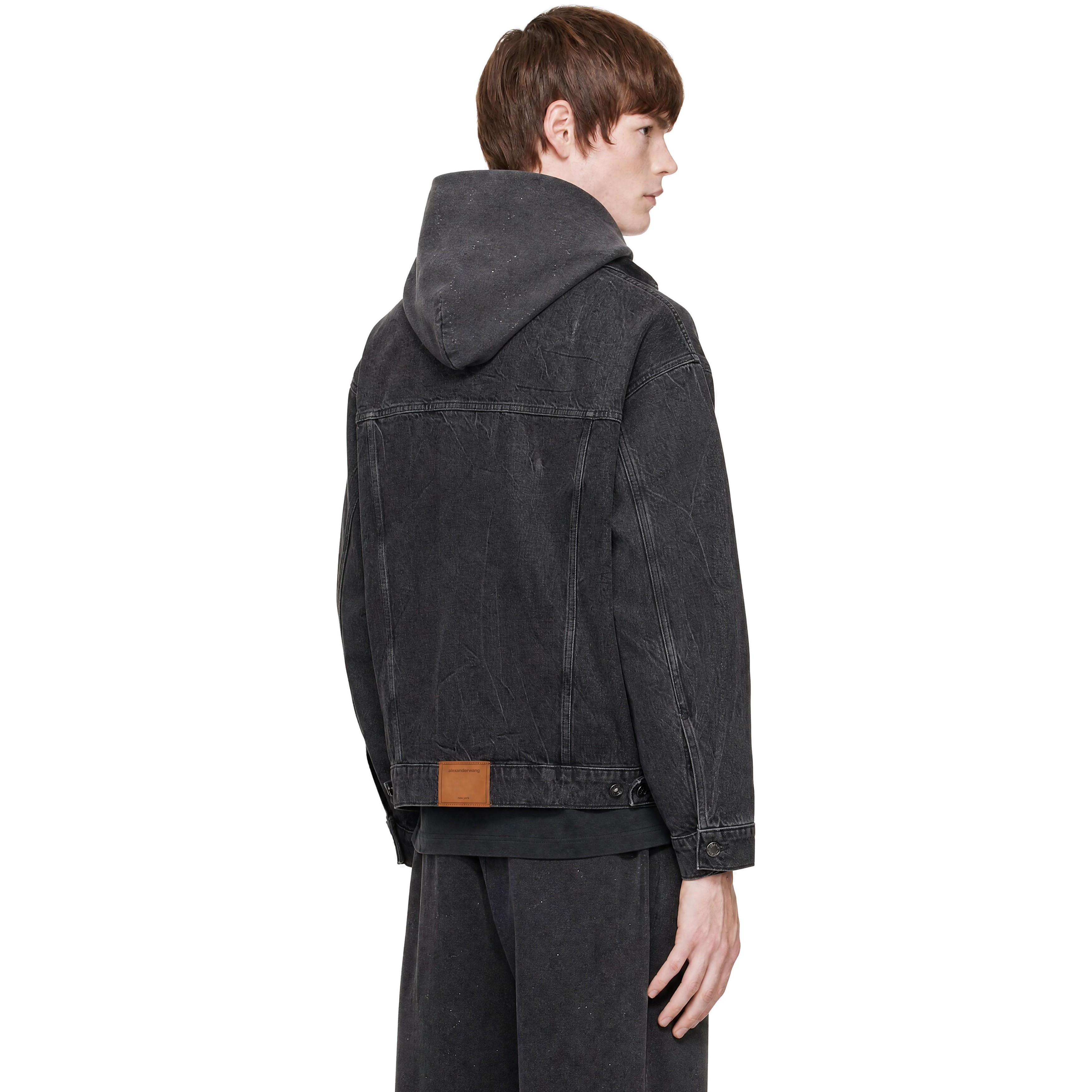 Gray Flasher Graphic Oversized Denim Trucker Jacket