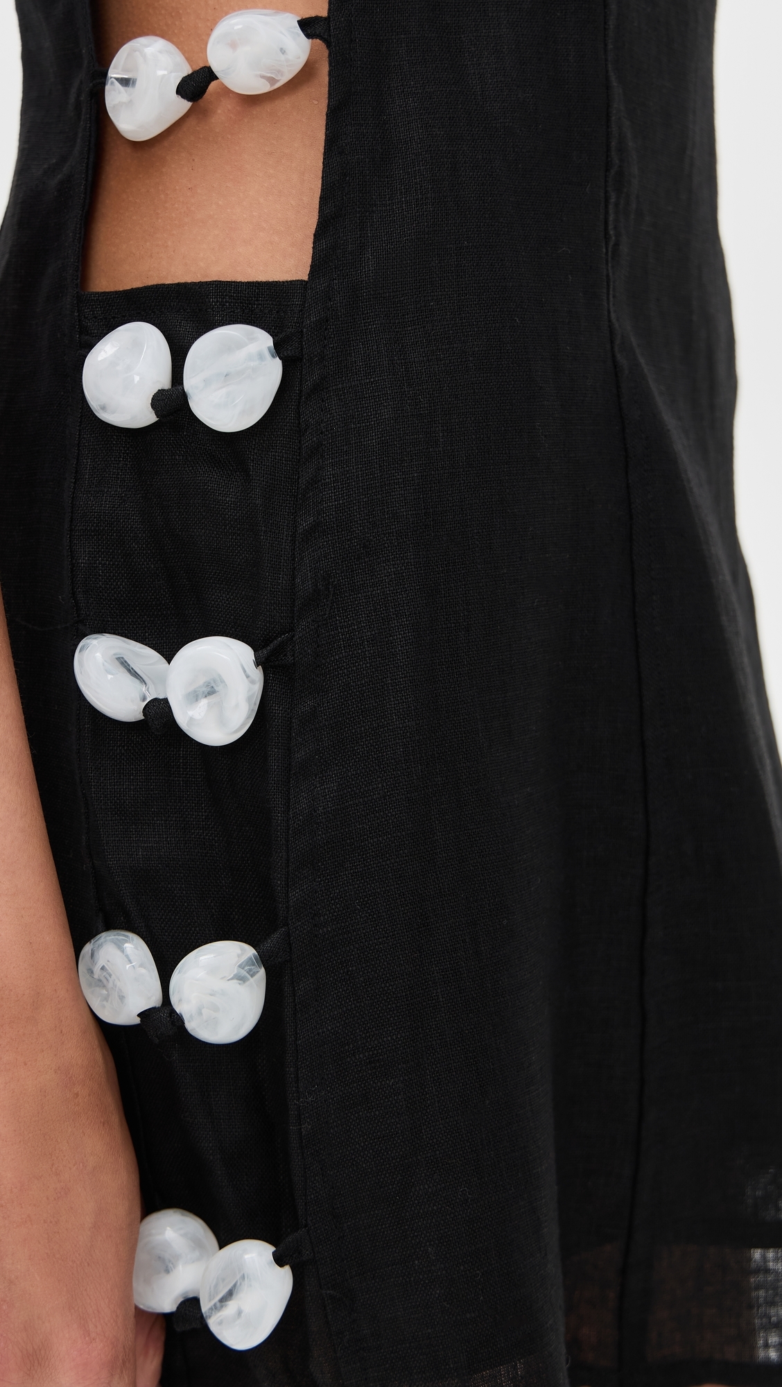 Tia Linen Mini Dress Black Black 