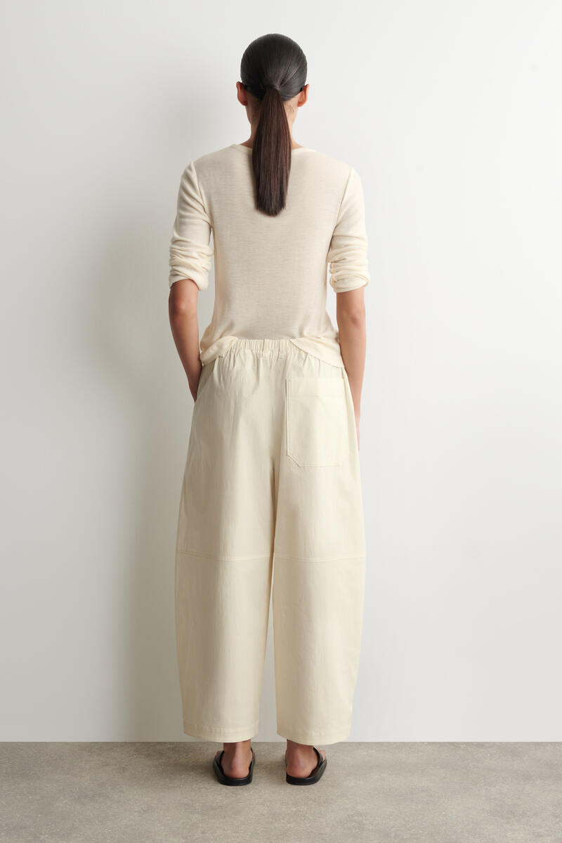Cotton Barrel-Leg Utility Pants