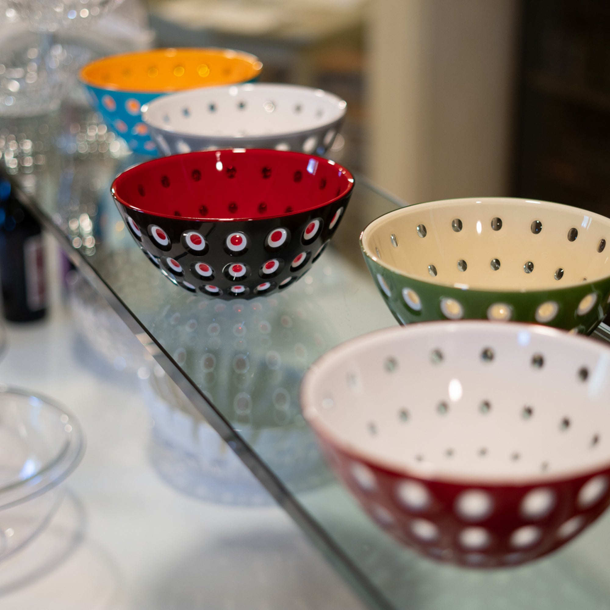 BOWL "LE MURRINE" Red/White/Emerald