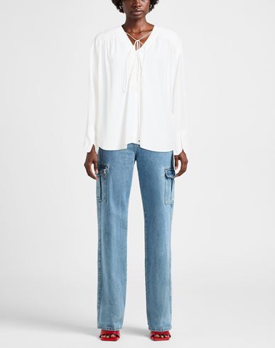 Woman Top White Size 4 Acetate, Silk