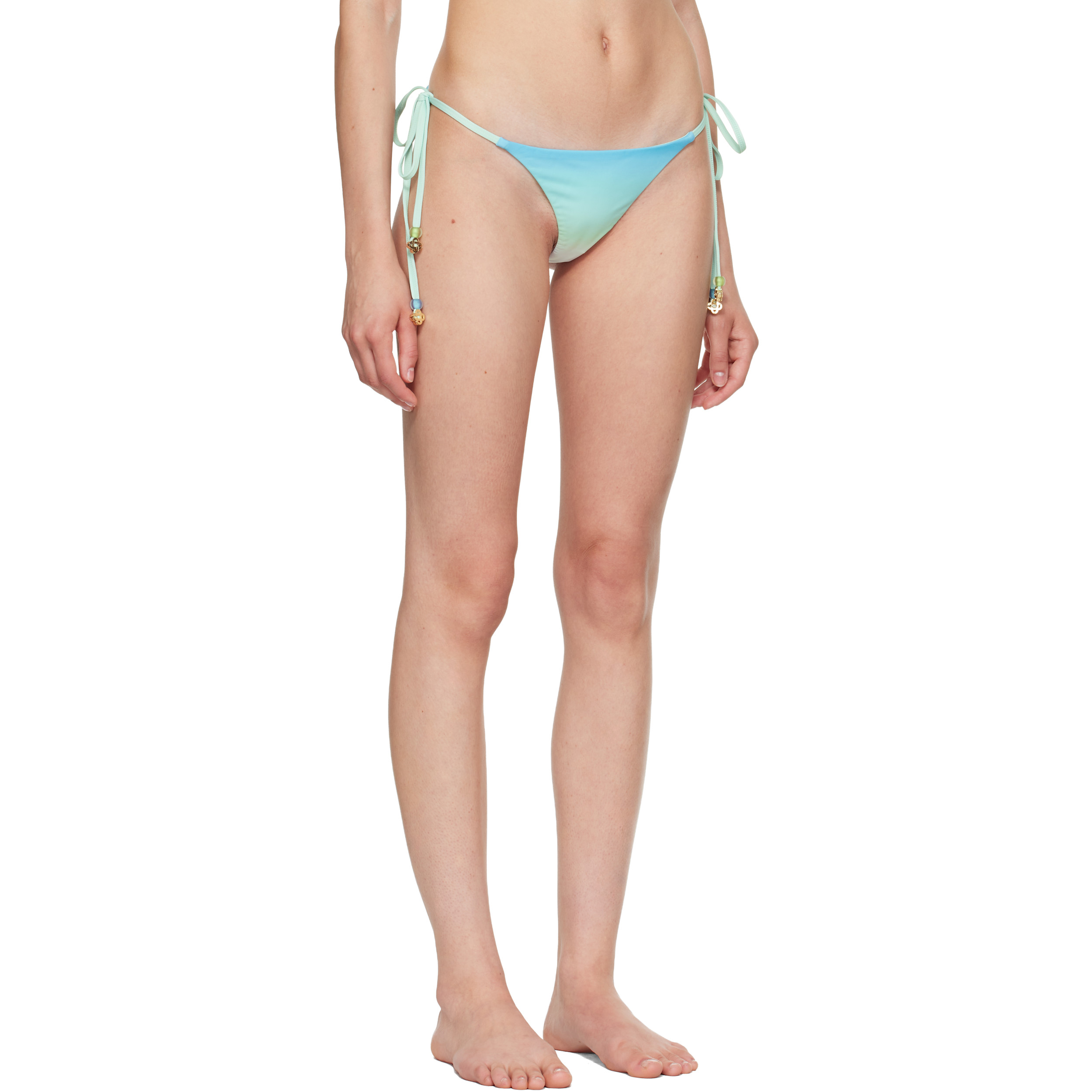 Blue & Green Gradient String Beaded Bikini Bottom