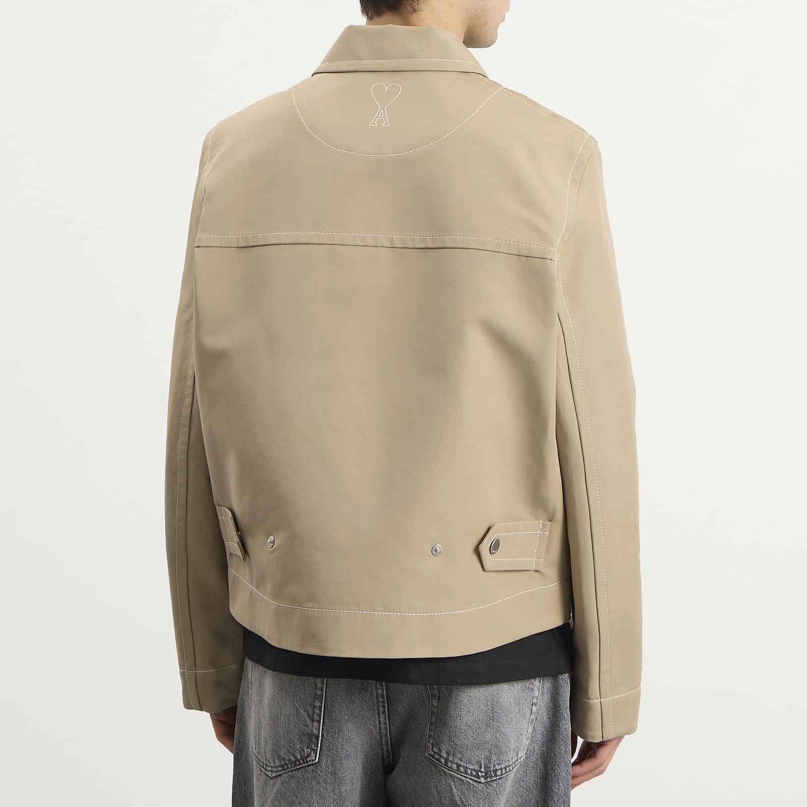 Men's Zipped Jacket in Beige Taupe