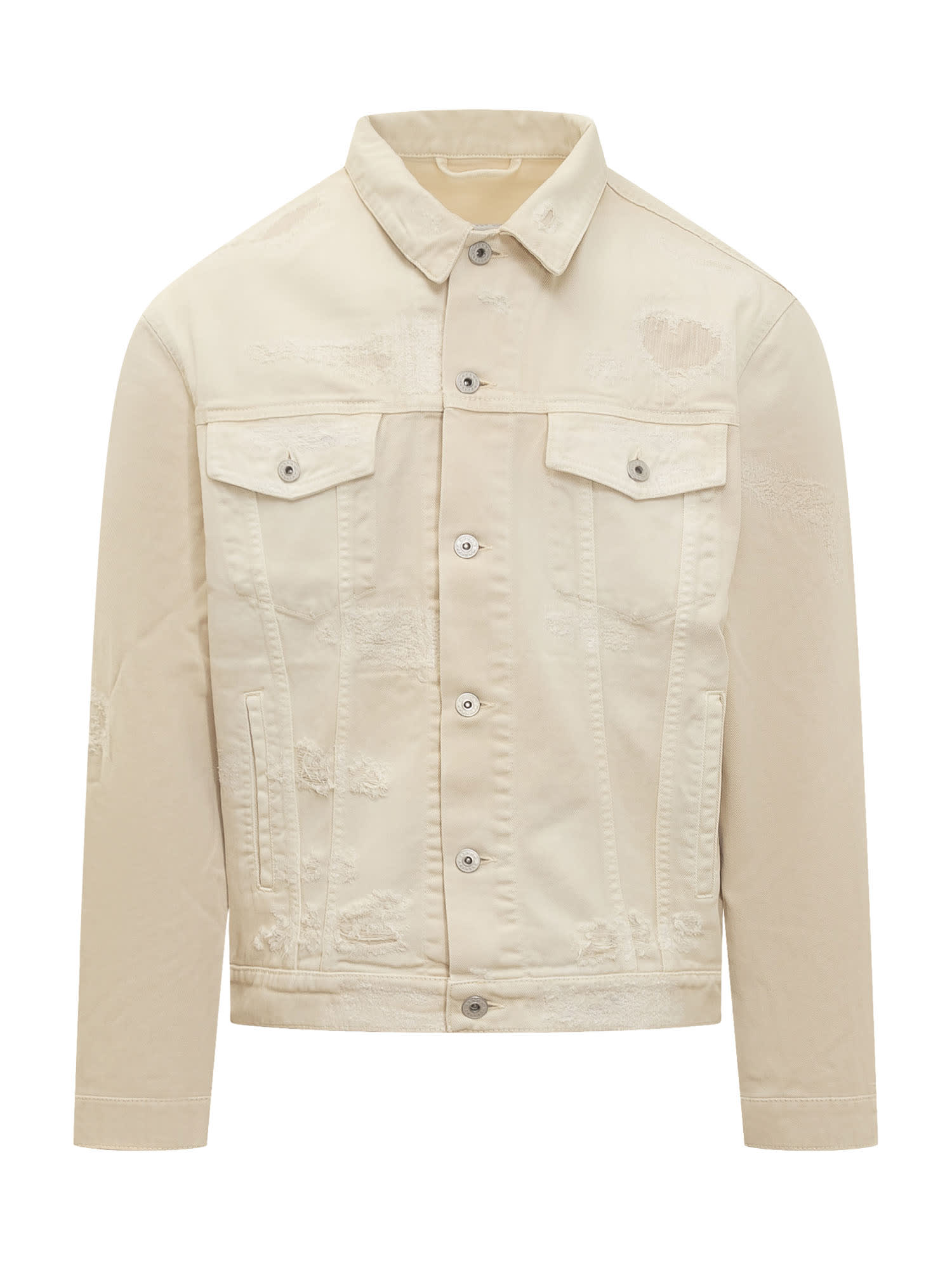 Logo-patch cotton jacket - White