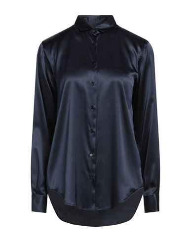 Woman Shirt Midnight blue Size 10 Silk, Elastane