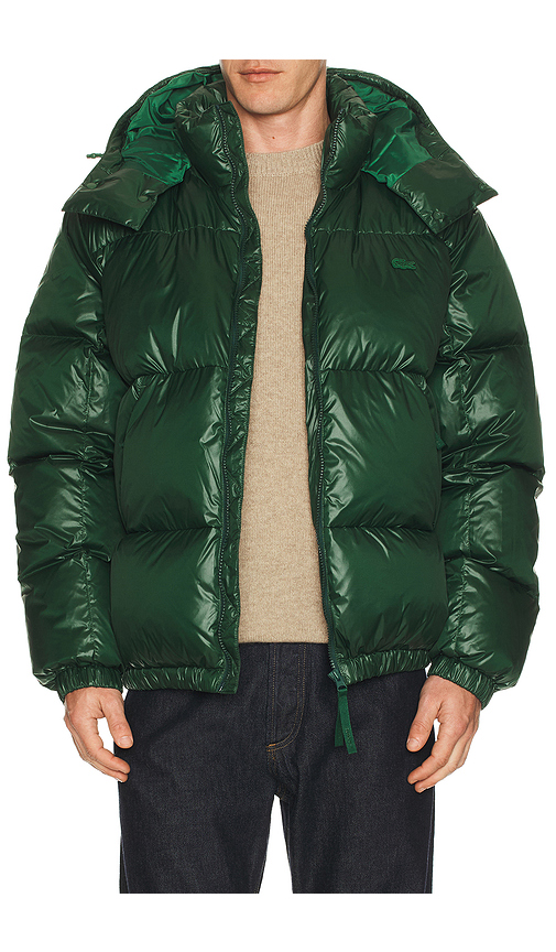 Lacoste Nylon Shiney Puffer Jacket in Green. 46. Also