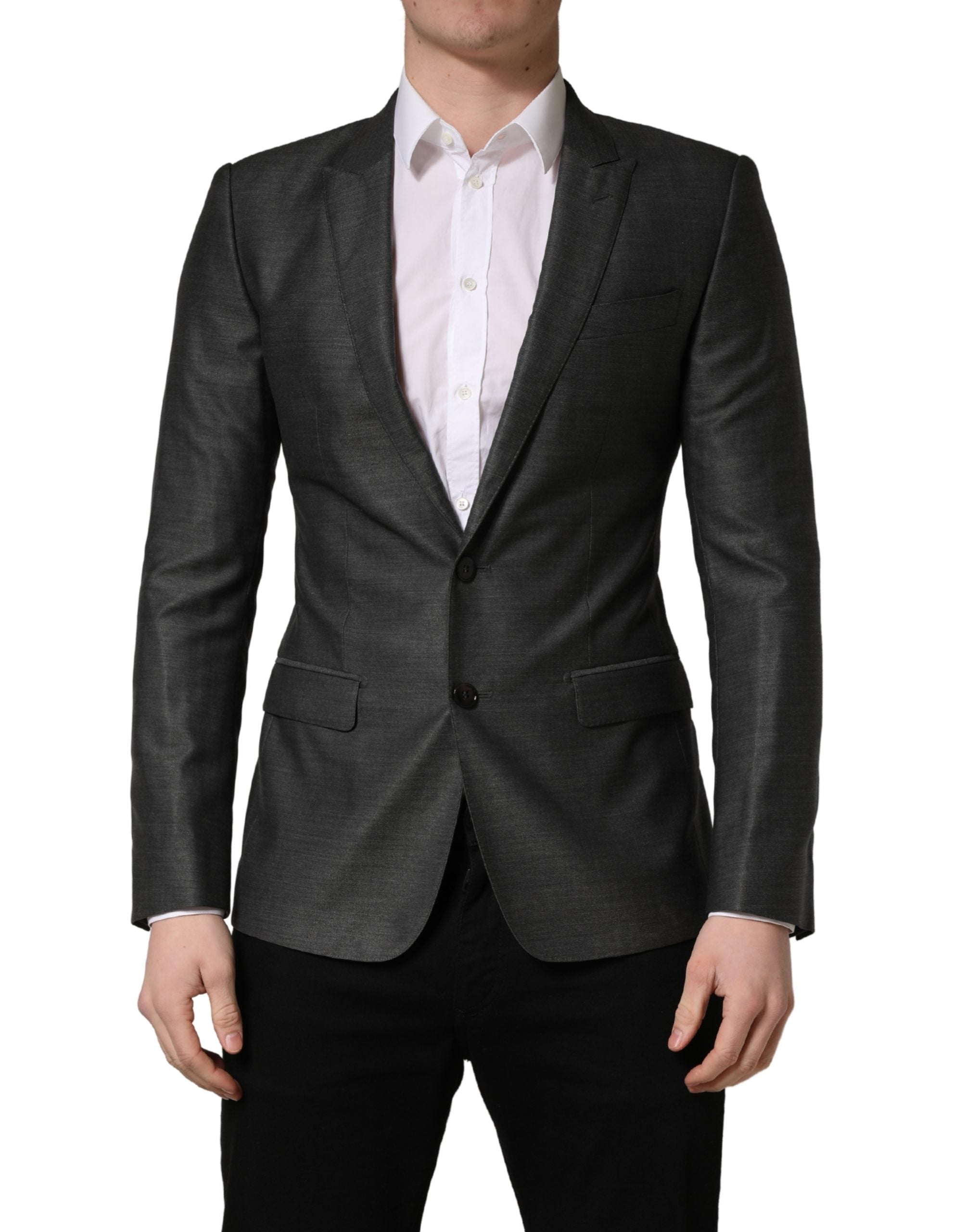 Virgin Wool Slim Fit Blazer — Gray