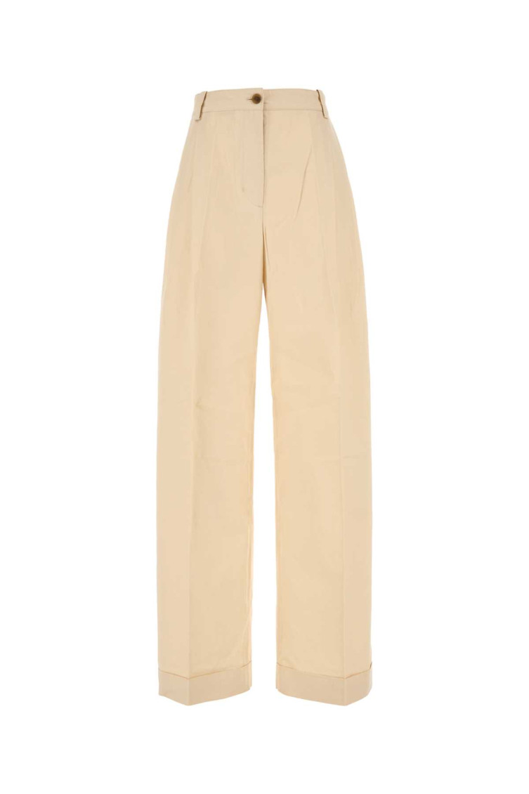 Double Pleats Ivory Trousers