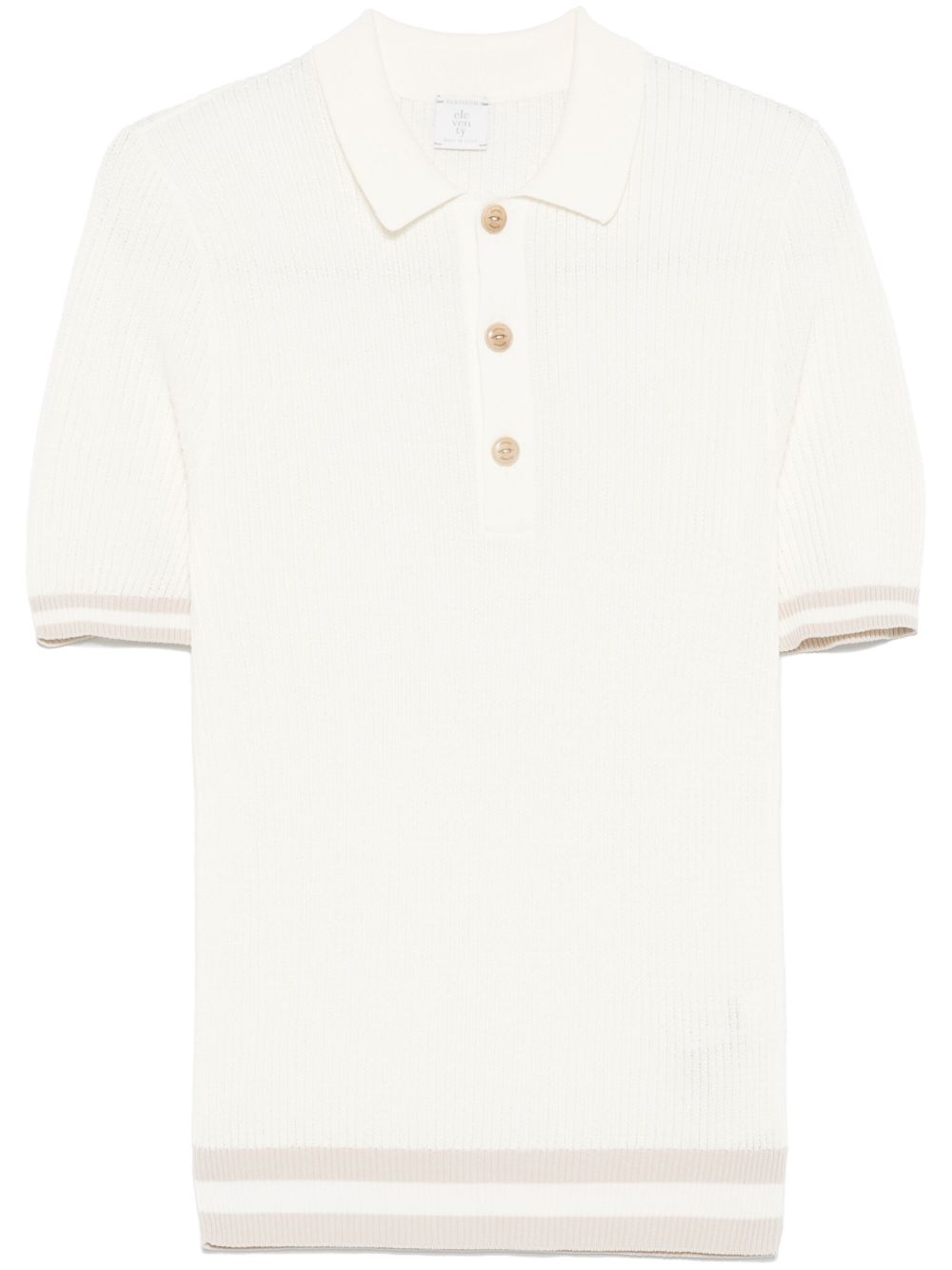 Ribbed-knit polo shirt - White