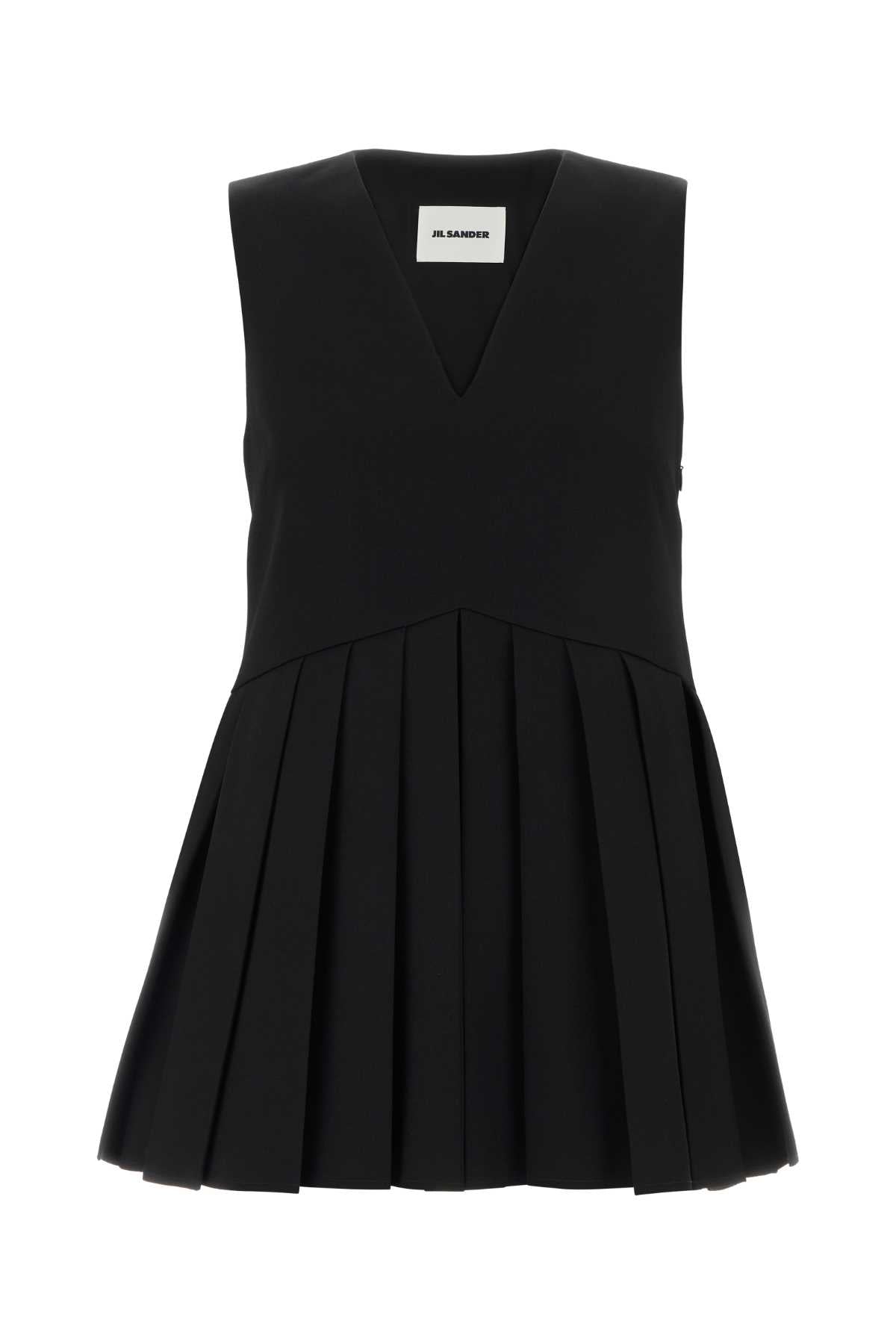 Virgin Wool Pleated Bodysuit — Black