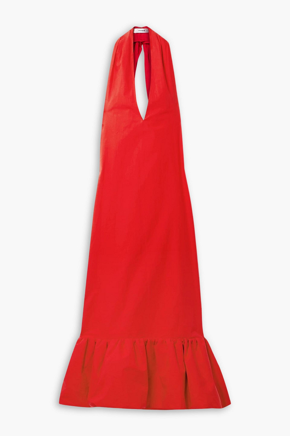 The Johana ruffled cotton-poplin halterneck maxi dress - Red - US 6