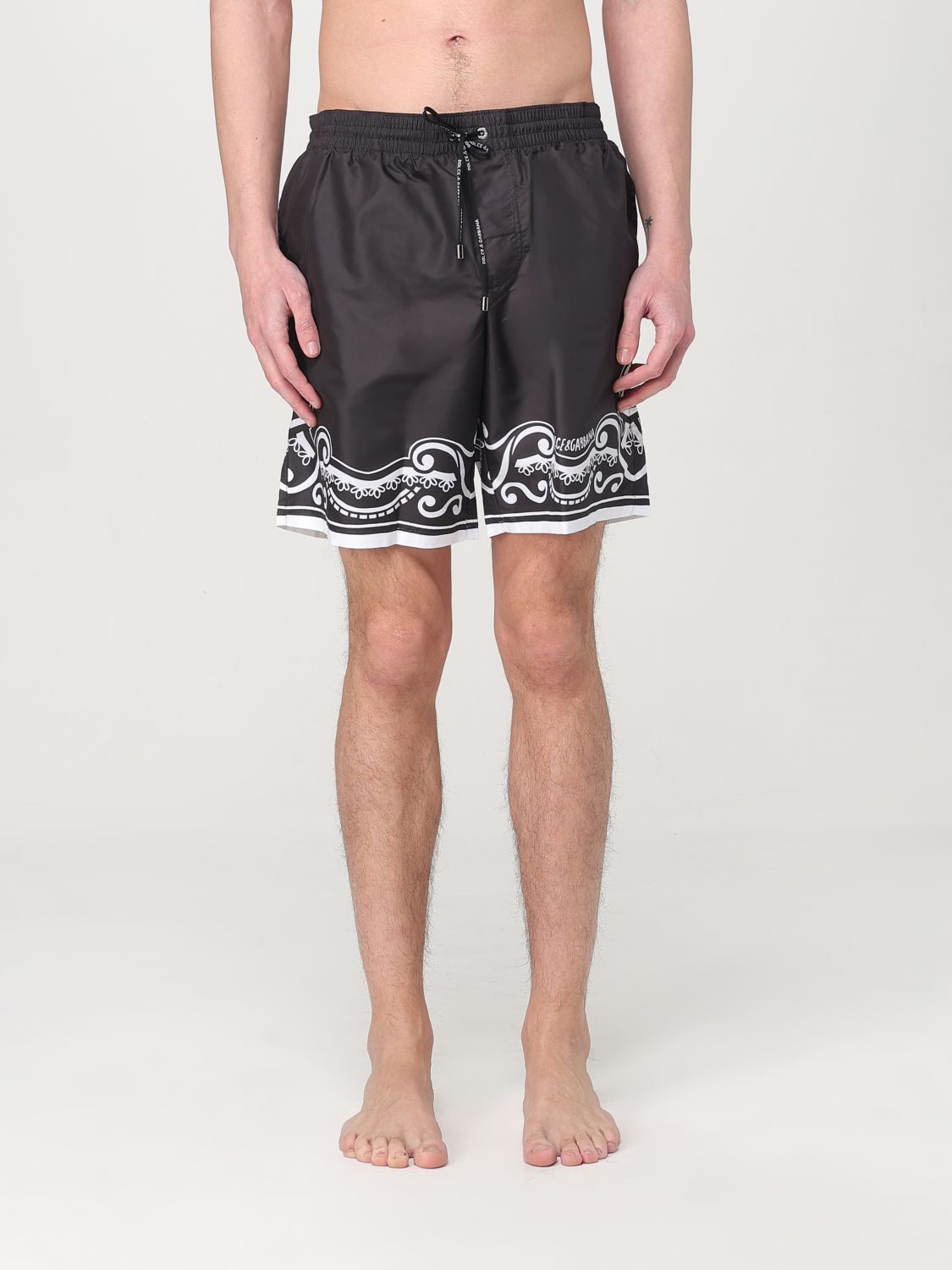 Bandanna-print mid-length swim shorts - Black