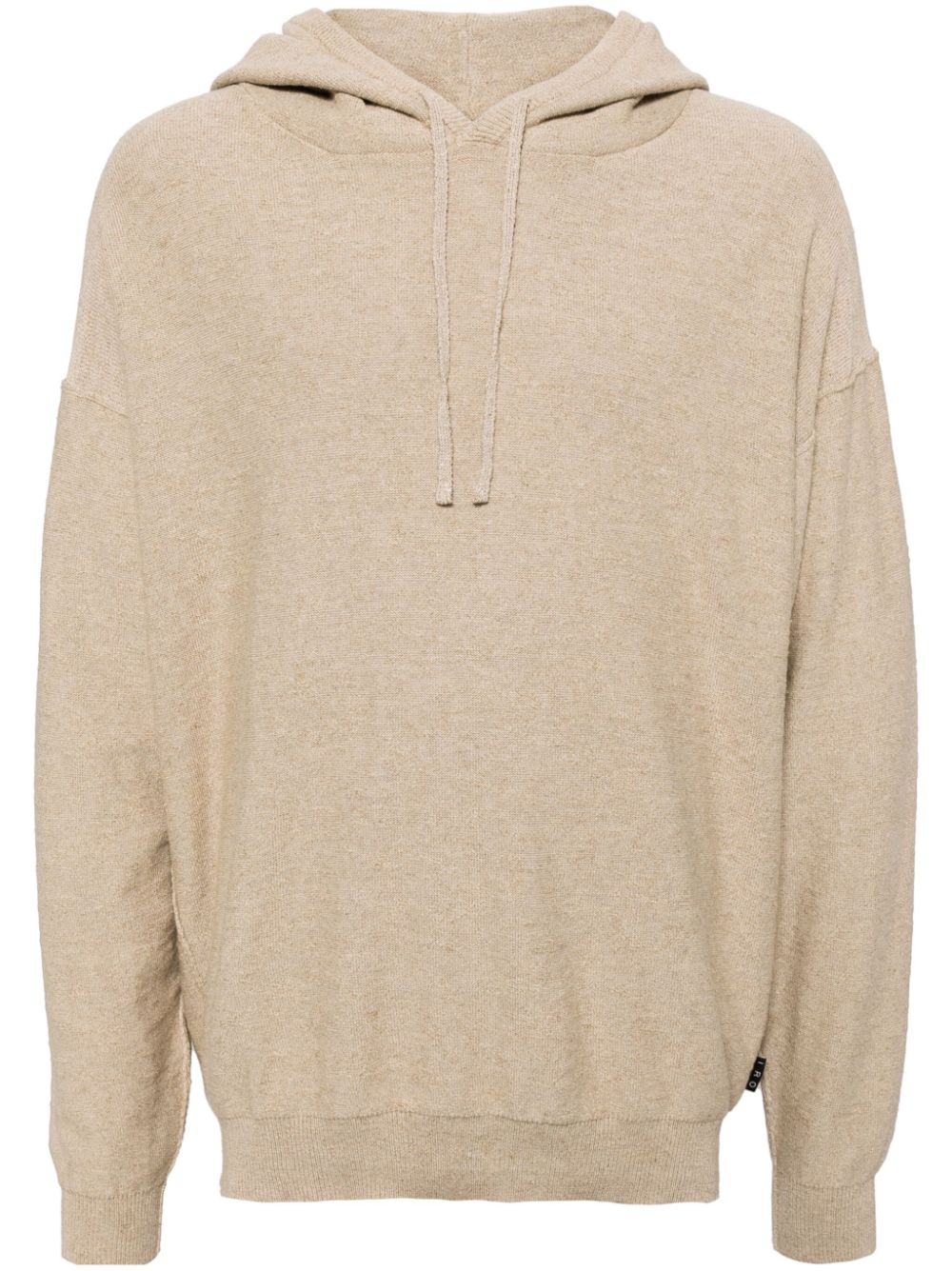 Ribbed-edge knitted hoodie - Neutrals