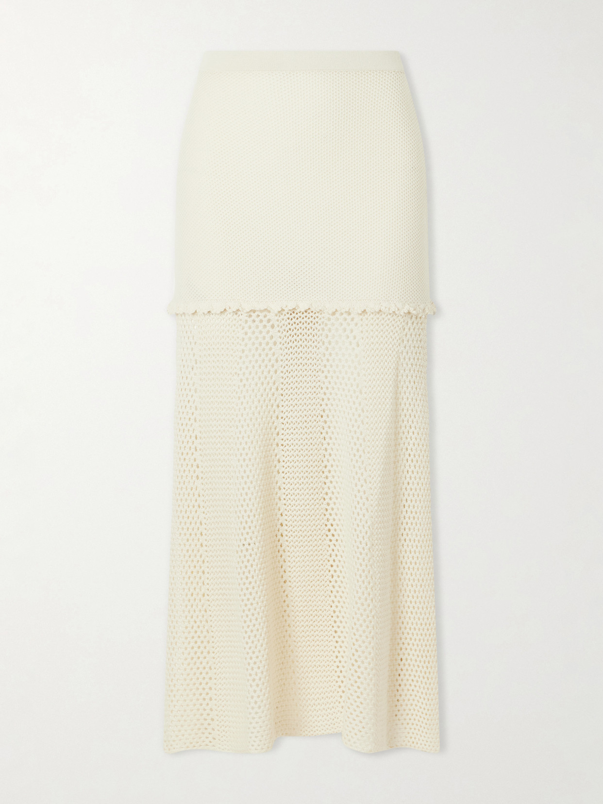 Mural Crocheted Cotton Midi Skirt - Neutrals