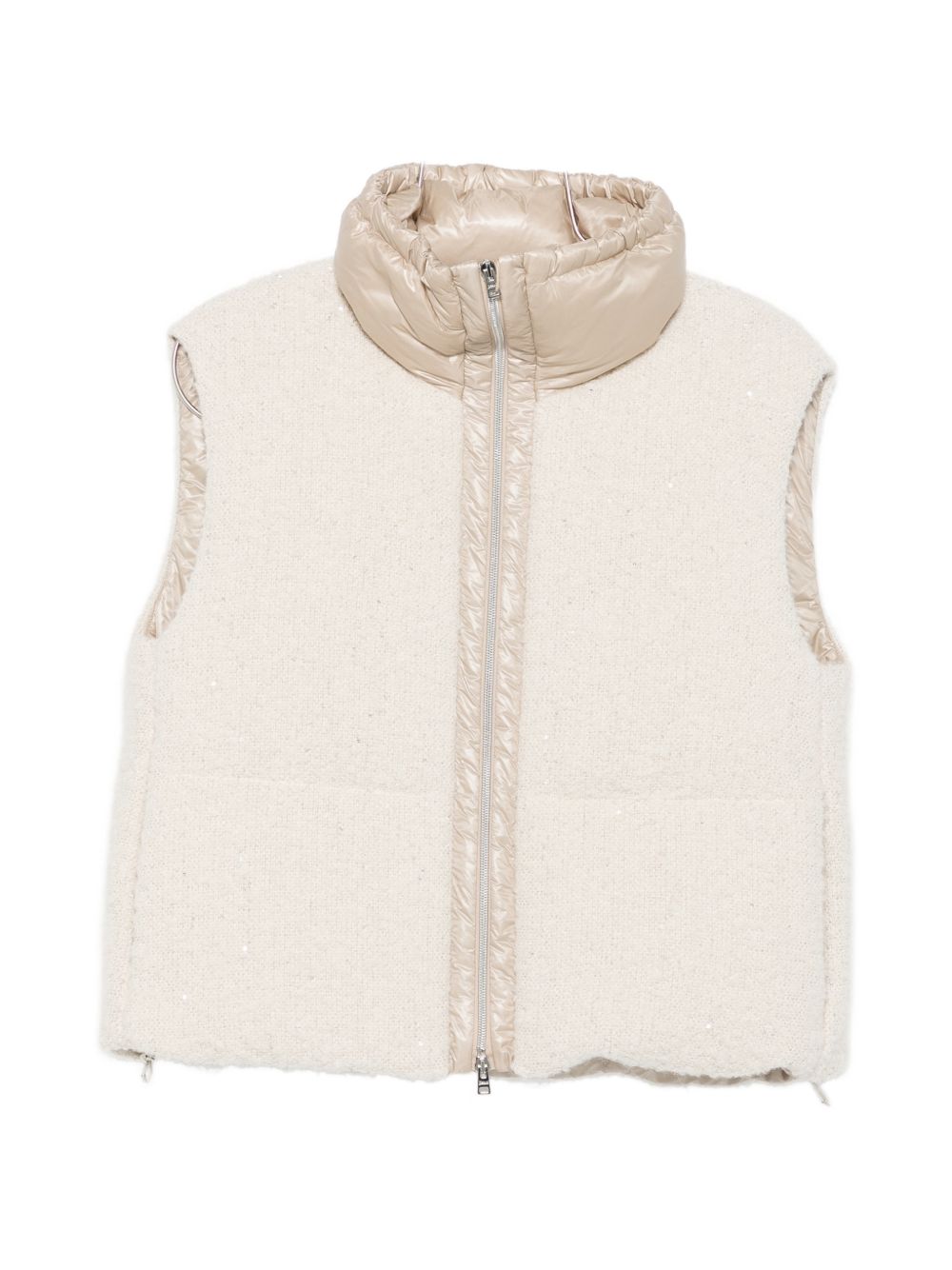 Wool-Blend Sleeveless Vest — Beige