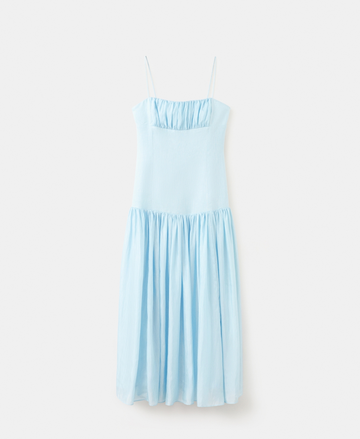 Women's Ruched Long Dress - Sky Blue