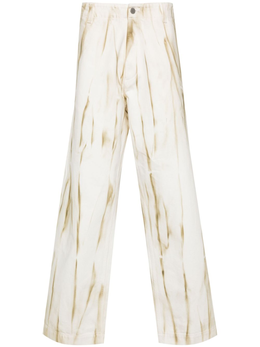 Abstract-print cotton jeans - Neutrals
