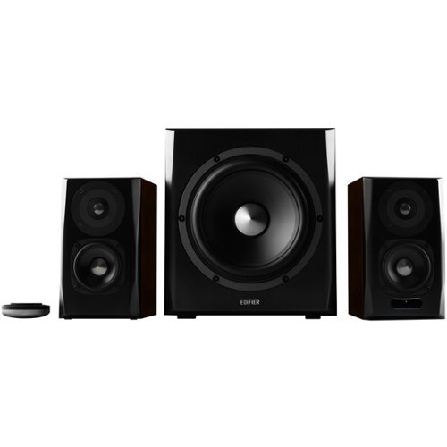 S350DB Bookshelf Speakes & Subwoofer, Computer Speakers - Bluetooth v4.1 aptX Wireless Sound - 2.1 Speaker System - Brown/black