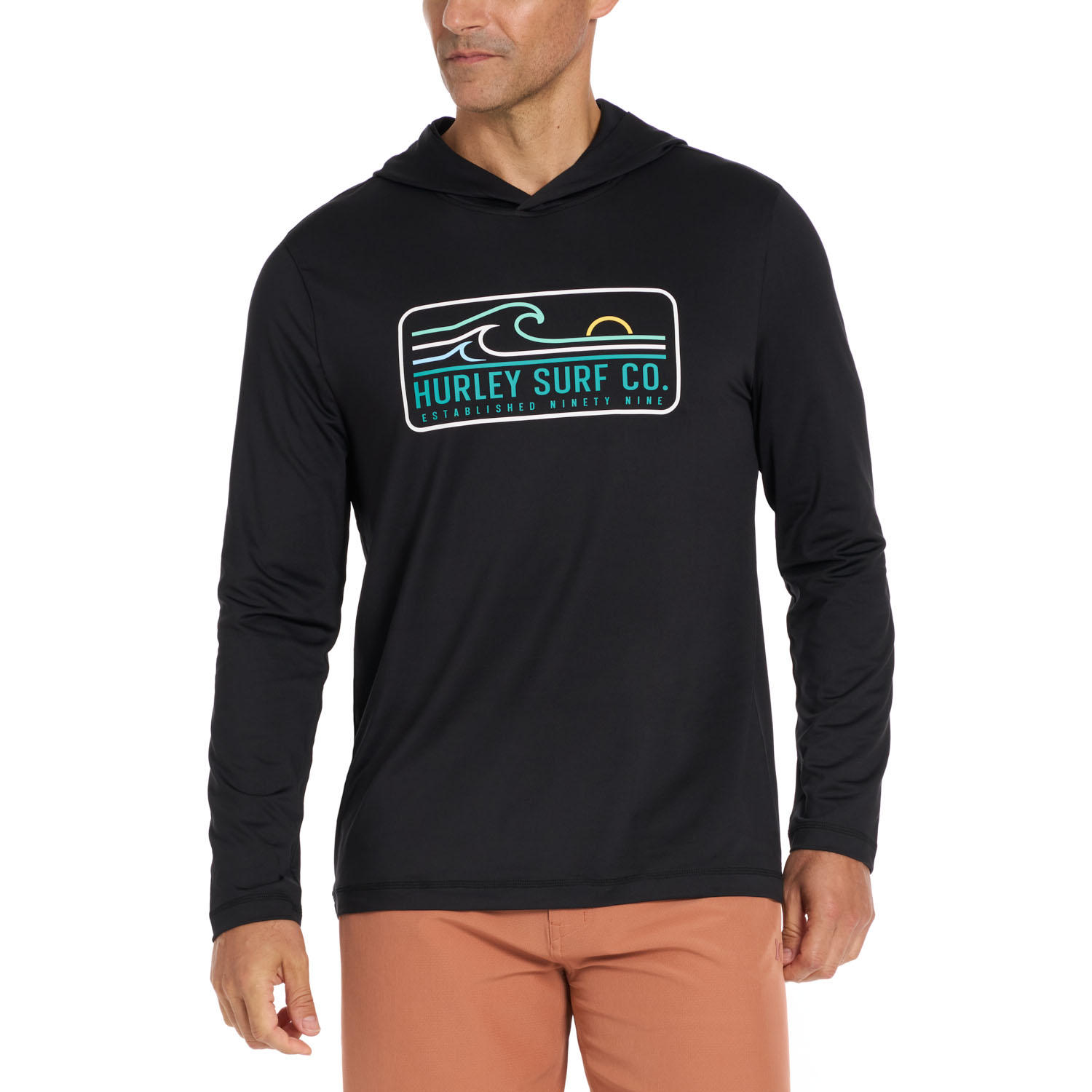 Men's Hooded Uv Tee Black M:- Black