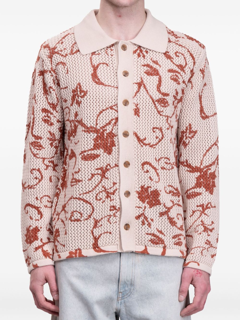 KidSuper floral open knit cardigan - Neutrals