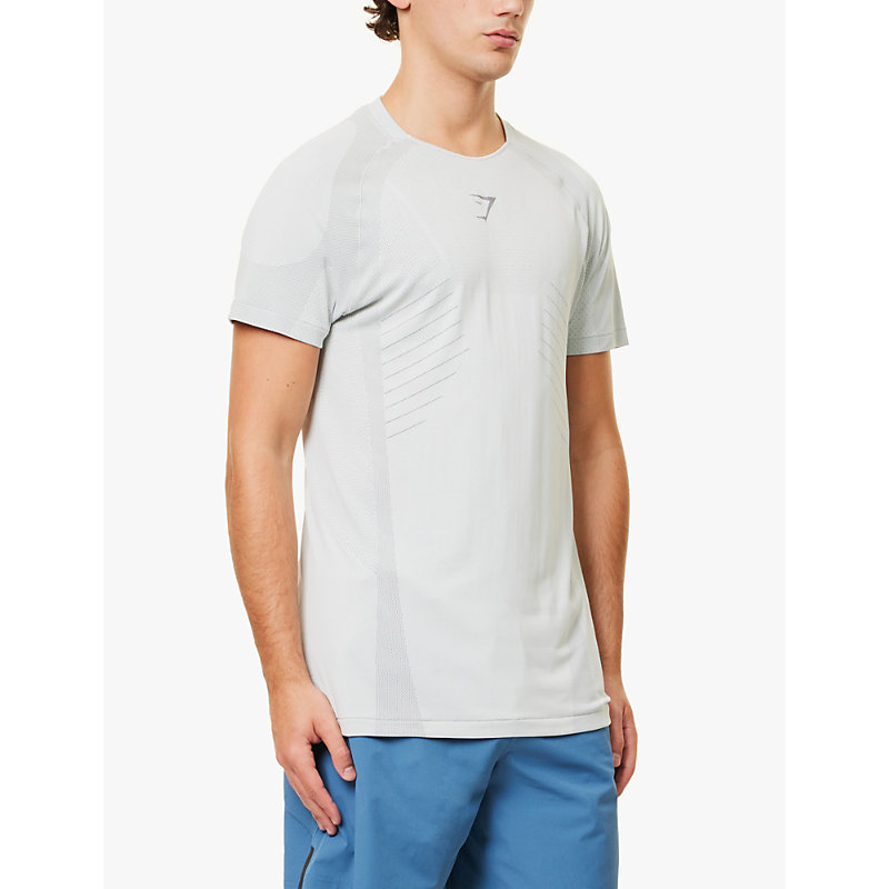 Mens Gs Lght Gry/gs Med Grey Apex Seamless Brand Print Woven Slim Fit T-shirt 