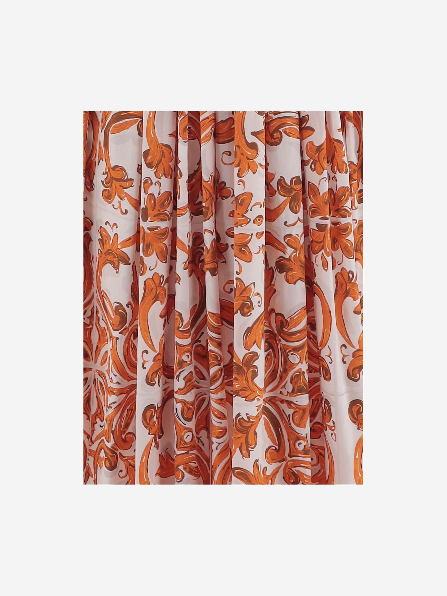 Majolica-Print Cotton Poplin Dress — Orange