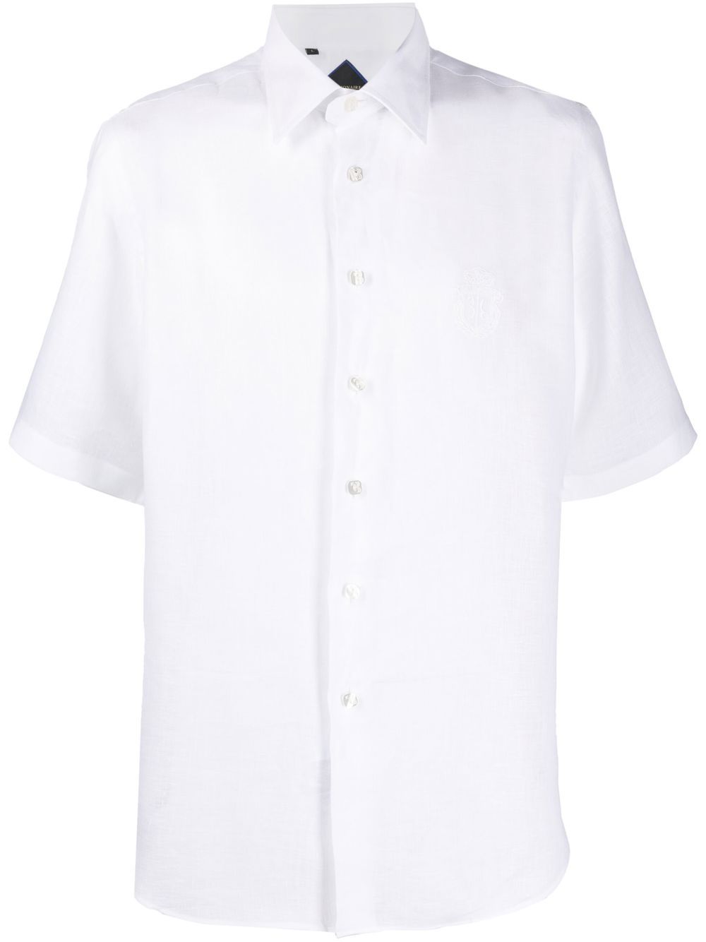 Crest-motif short-sleeved shirt - White