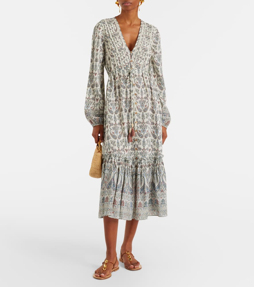 Vani paisley ruffled midi dress