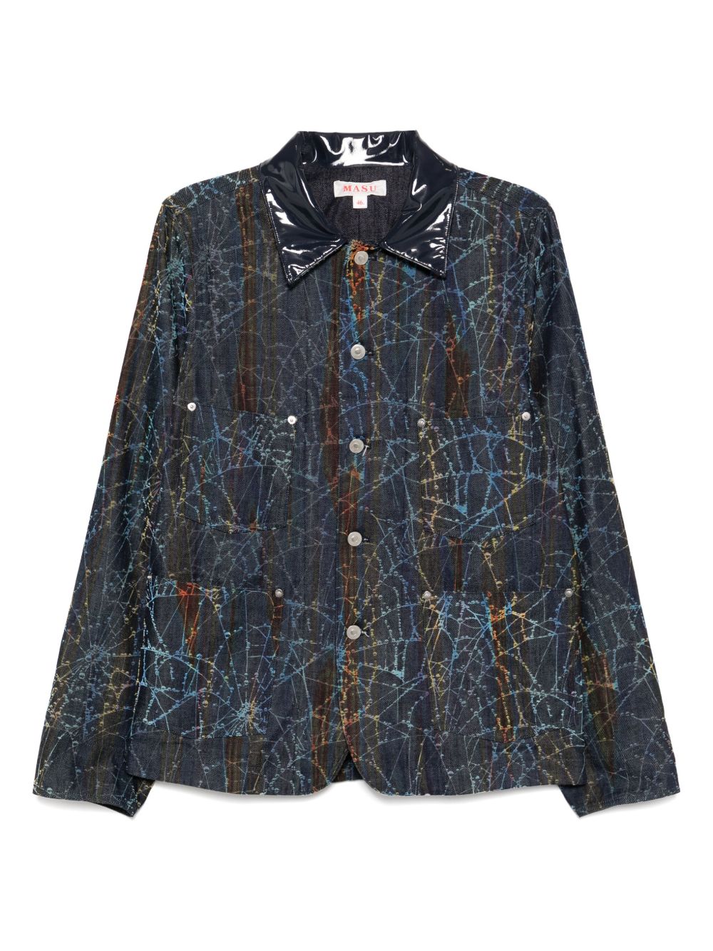 Rainbow web-print jacket - Blue