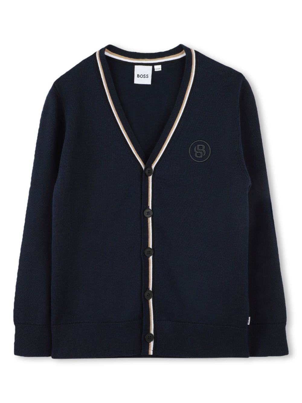 Logo-embroidered cotton cardigan - Blue