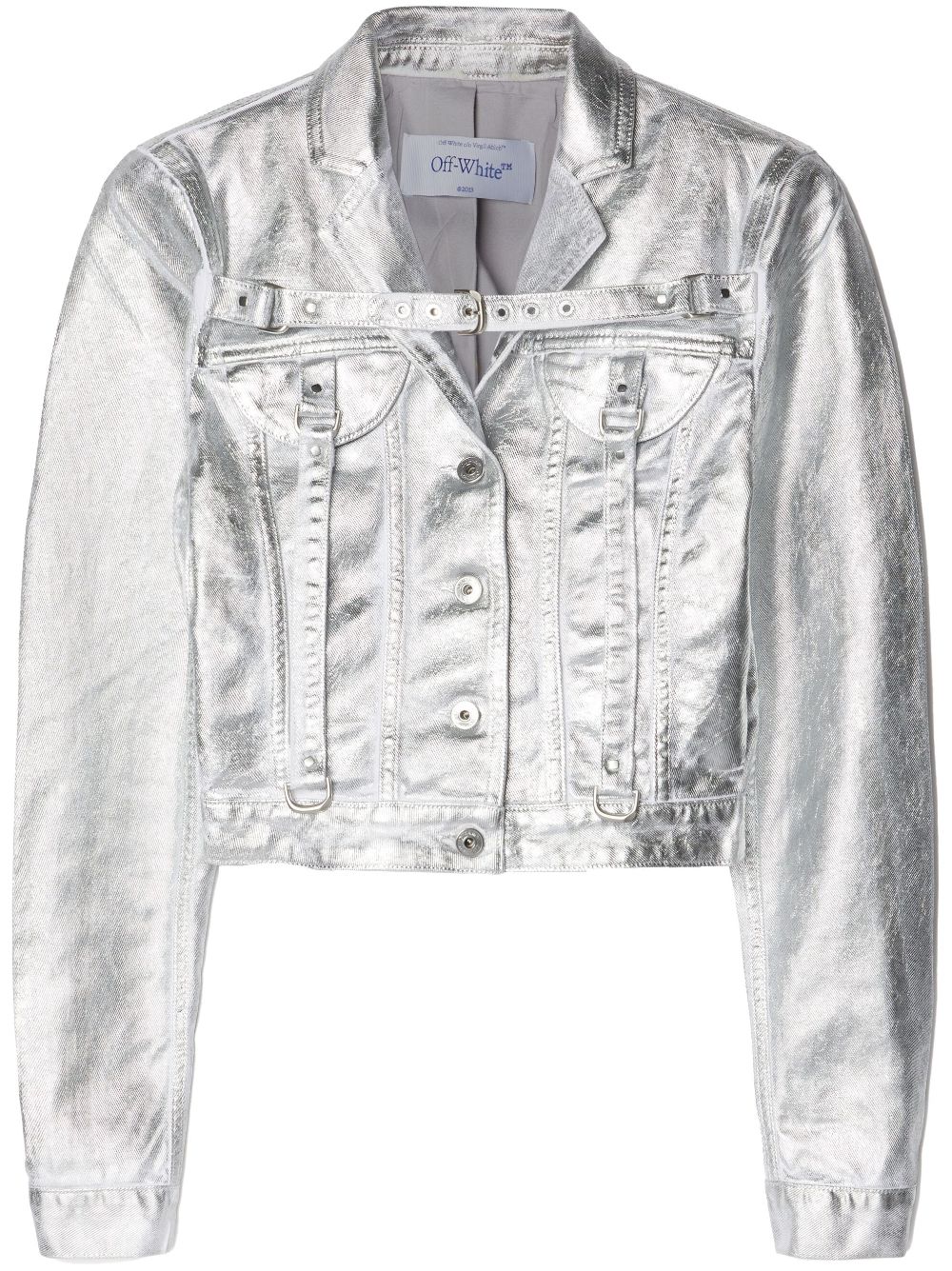 Laminated metallic cropped jacket - Silver