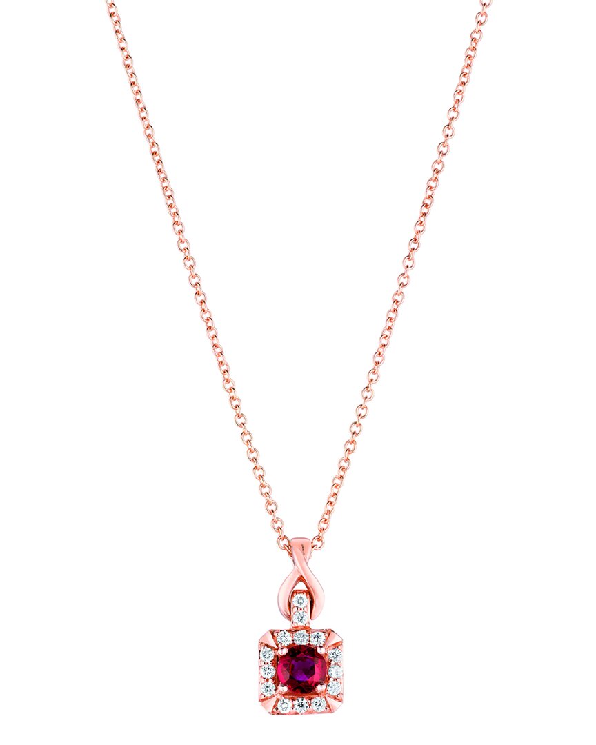 Le Vian 14K Strawberry Gold 0.36 Ct. Tw. Diamond & Ruby Pendant Necklace