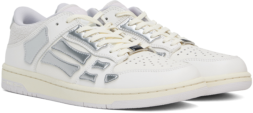 AMIRI White & Silver Metallic Skel Top Sneakers