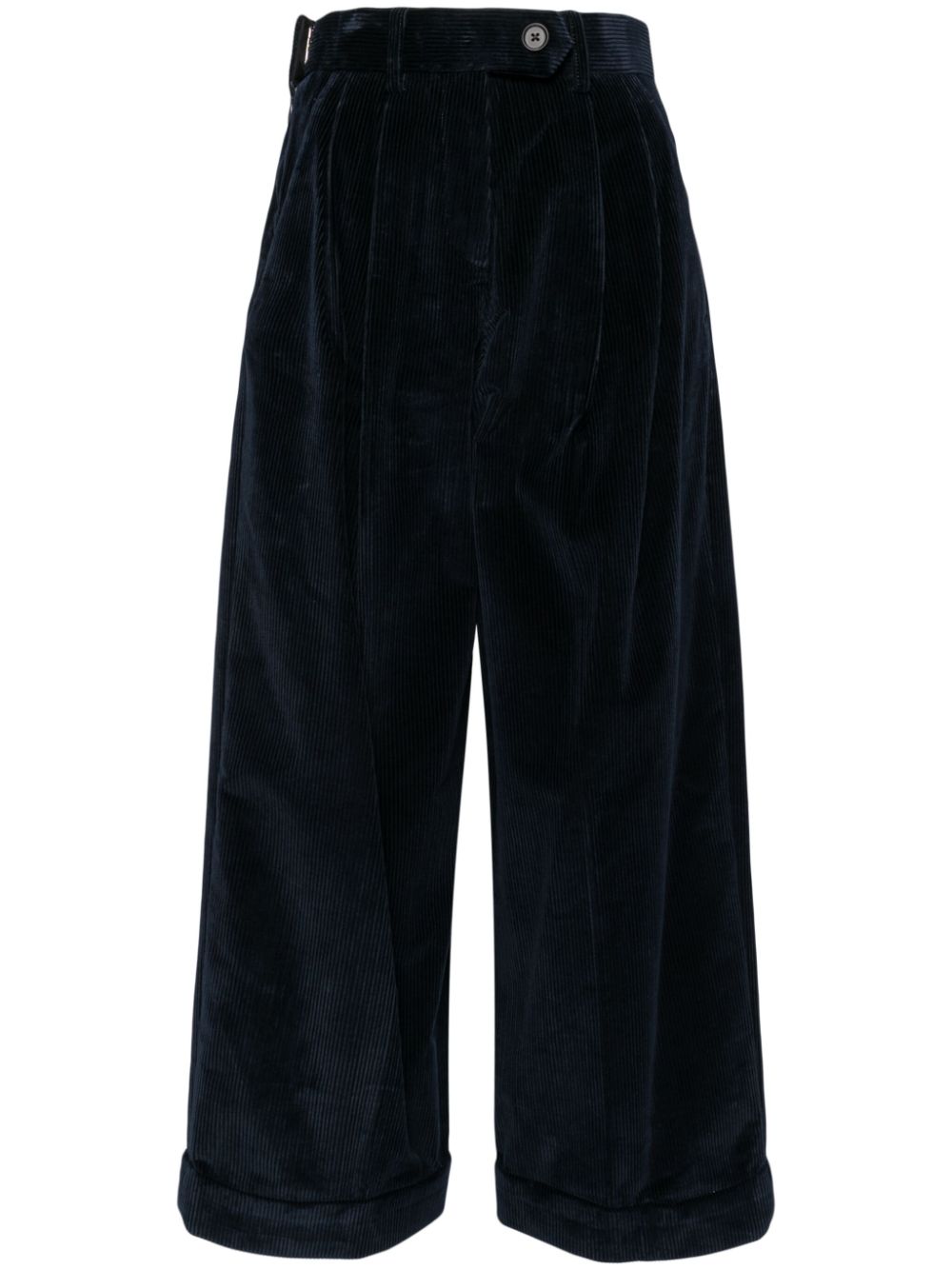 Corduroy pleat-detail trousers - Blue