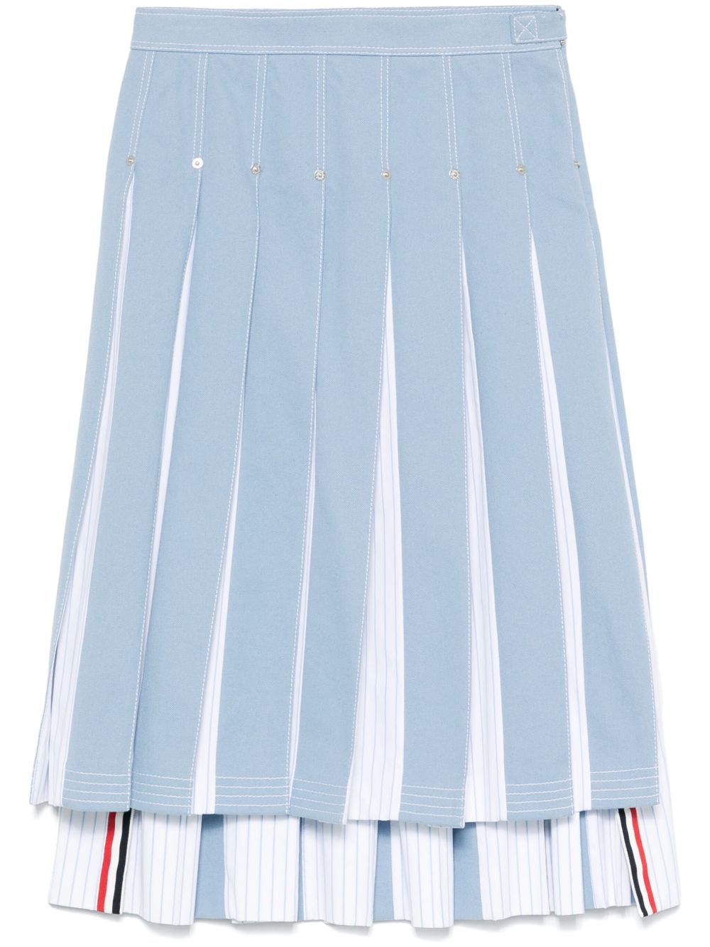 Pleated denim midi skirt - Blue