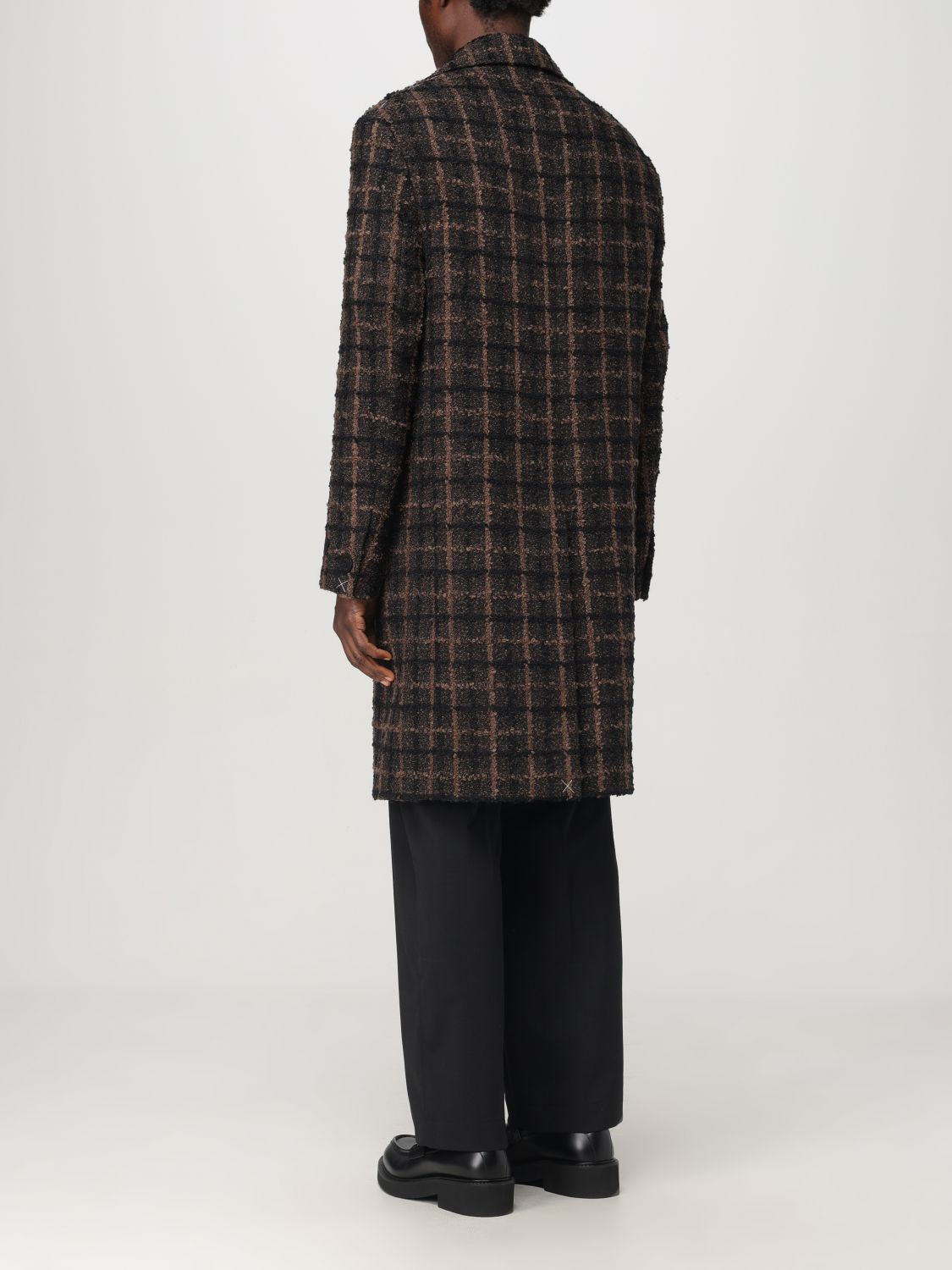 Tweed single-breast coat - Brown